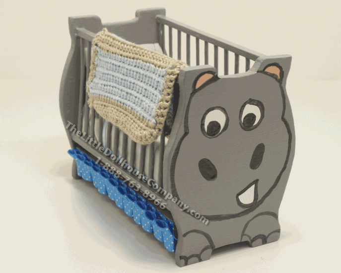(image for) Dollhouse Miniature Hippo Crib with Blue Accents