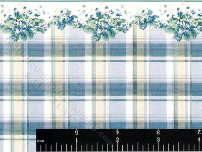(image for) Blue Plaid Pattern w/ Border Miniature Wallpaper for Dollhouses