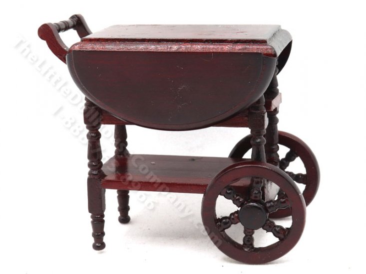 (image for) Miniature Mahogany Tea Cart for Dollhouses