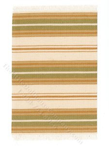 (image for) Miniature Cream and Green Striped Rug for Dollhouses