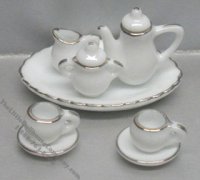 (image for) Miniature White Tea Set For Dollhouses