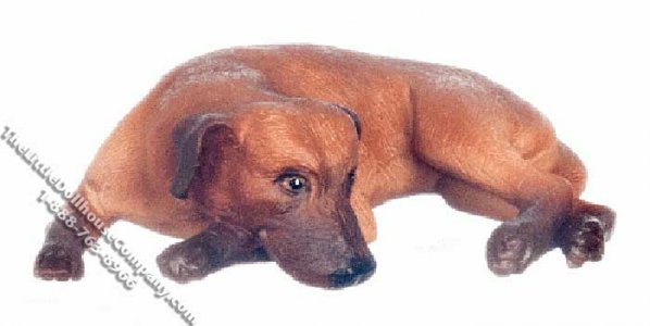 (image for) Miniature Brown Dog Lying Down for Dollhouses