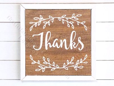 (image for) Miniature Square Framed 'Thanks' On Wood