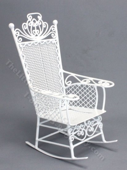 (image for) Miniature White Wire Rocking Chair