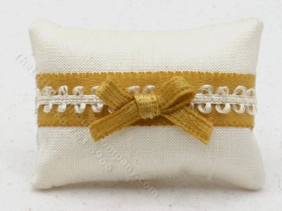 (image for) Miniature Pillow with Gold Ribbon and Bow by Judith Blondell