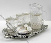 (image for) Dollhouse Scale Model Pitcher and Glasses of Water on Tray