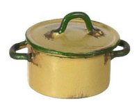 (image for) Miniature Small Casserole Pot, Golden Enamel Colour