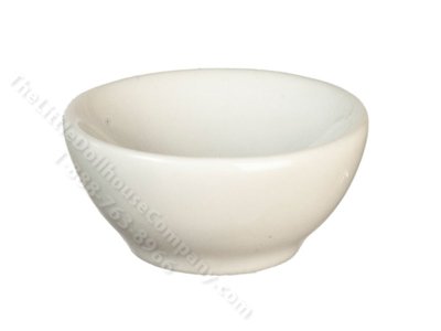 (image for) Miniature Glazed White Bowl for Dollhouses