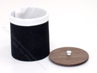 (image for) Miniature Black Lidded Clothes Hamper for Dollhouses