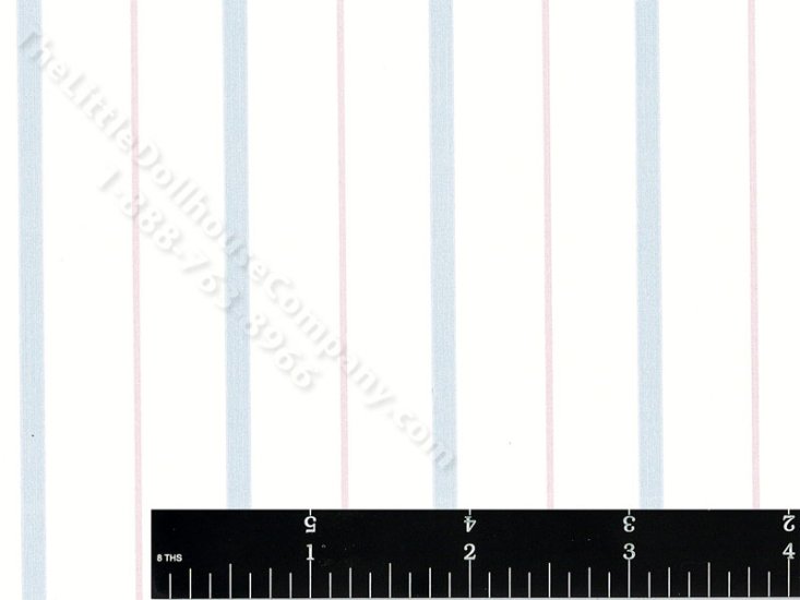 (image for) Blue & Purple Stripe Pattern Miniature Wallpaper for Dollhouses