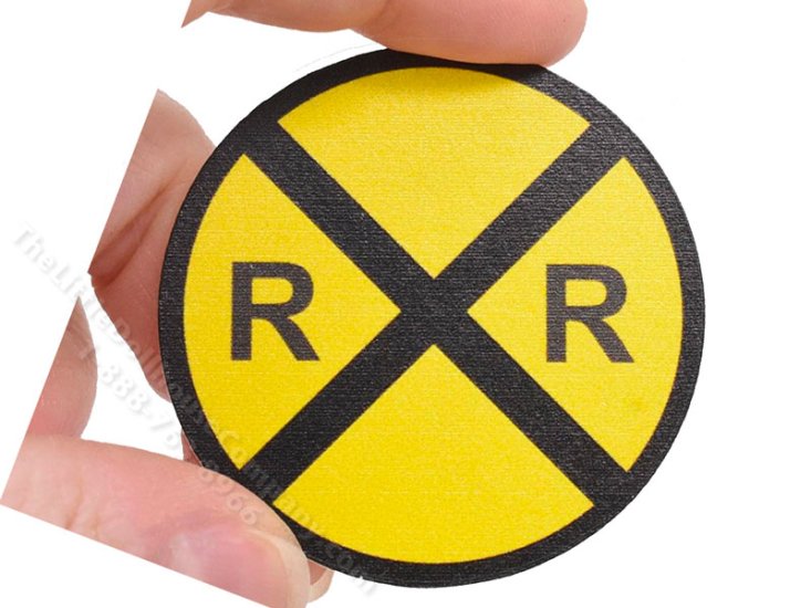(image for) Miniature Yellow "Railroad Crossing" Sign for Dollhouses