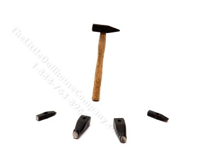 (image for) Miniature Hammer with 4 Spare Heads for Dollhouses