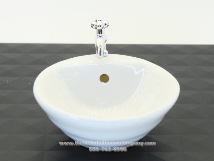 (image for) Miniature White Round Ceramic Sink
