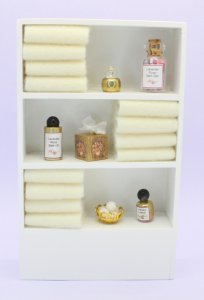 (image for) Miniature Bathroom Shelf Unit with Cream Towels