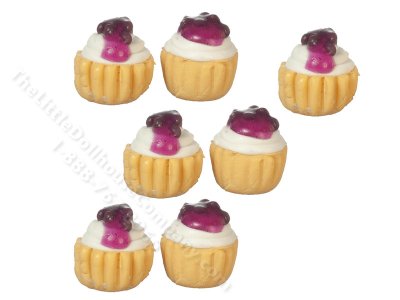 (image for) Miniature Blueberry Cupcakes for Dollhouses (7pcs)