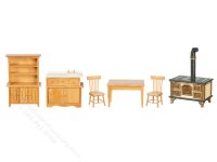 (image for) Dollhouse Miniature 6 Piece Kitchen Set- Oak