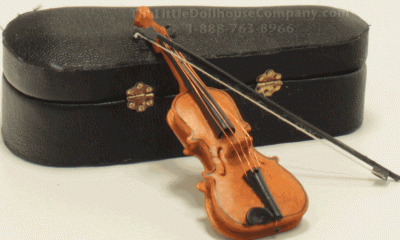 (image for) Miniature Violin with Bow and Case