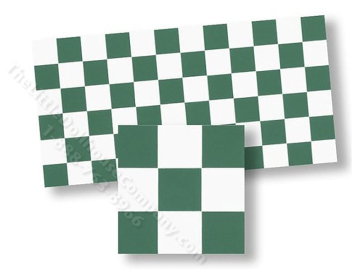 (image for) Dollhouse Scale Model Green and White Mosaic Floor Tiles
