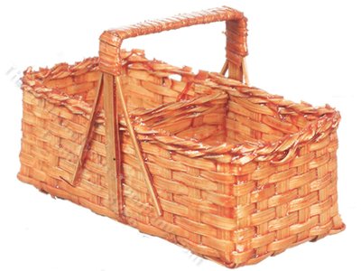 (image for) Miniature Vintage-Style Picnic Basket for Dollhouses
