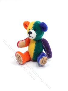(image for) Miniature Rainbow Patchwork Teddy Bear for Dollhouses