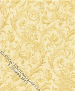 (image for) Gold on Ivory Damask Pattern Miniature Wallpaper for Dollhouses
