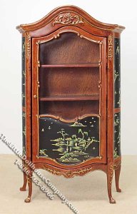 (image for) Miniature Walnut China Cabinet for Dollhouses