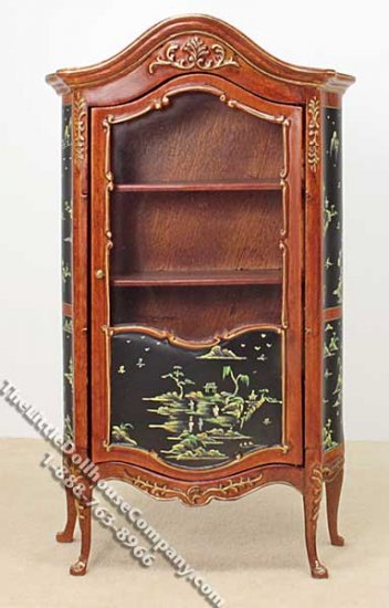 (image for) Miniature Walnut China Cabinet for Dollhouses