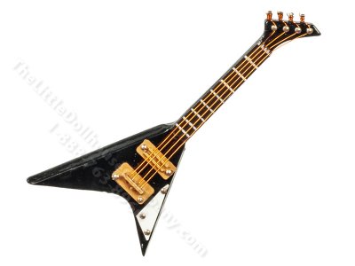(image for) Miniature Large Black V-type Electric Guitar for Dollhouses