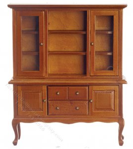 (image for) Miniature Walnut China Cabinet Hutch