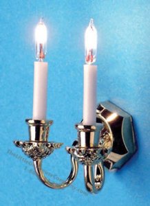(image for) Miniature 12V Double Wall Sconce with Bi-Pin Bulb For Dollhouses