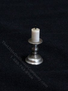 (image for) Miniature Pewter Candlestick & Candle for Dollhouses