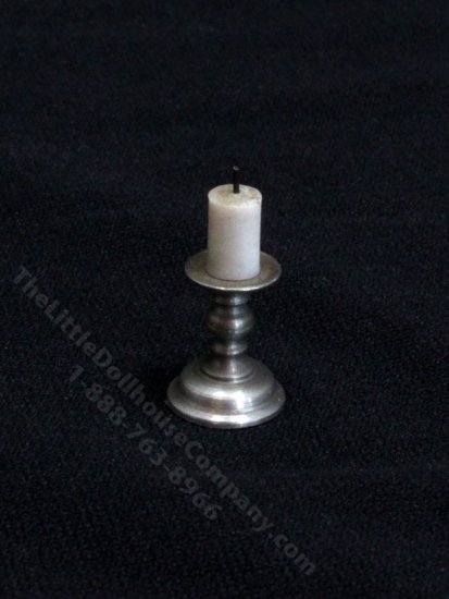 (image for) Miniature Pewter Candlestick & Candle for Dollhouses