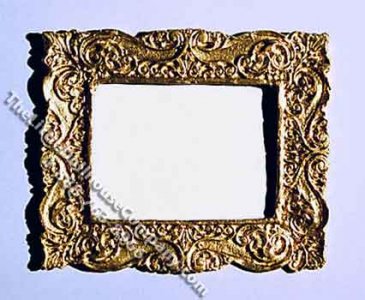 (image for) Miniature Gold Coloured Rectangular Frame Mirror for Dollhouses