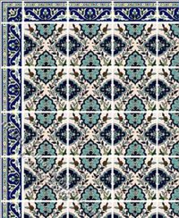 (image for) Green Decorative Tile Pattern Miniature Wallpaper for Dollhouses