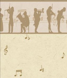 (image for) Dollhouse Scale Model Wallpaper Music Silhouette - Beige