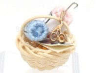(image for) Miniature Spools of Crochet Cotton in Basket by Taylor Jade