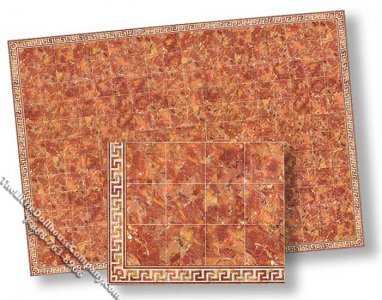 (image for) Miniature Faux Marble w/Greek Key Border Flooring for Dollhouses