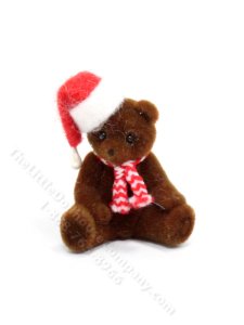 (image for) Miniature Fuzzy Christmas Teddy Bear for Dollhouses