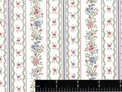 (image for) Flower and Vine Stripe Miniature Wallpaper for Dollhouses