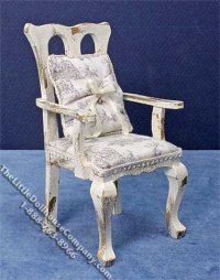 (image for) Miniature White Distressed Arm Chair for Dollhouses