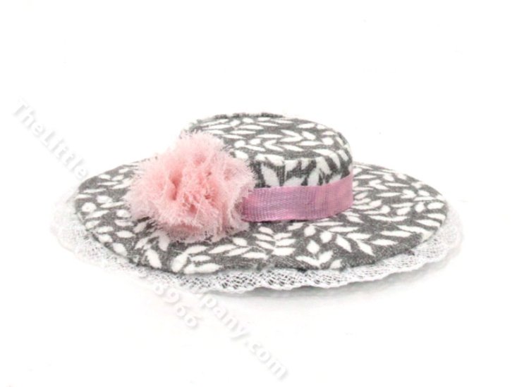 (image for) Ladies Grey & White Hat by Judith Blondell for Dollhouses