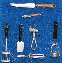 (image for) Dollhouse Miniature Kitchen Implements Set, 7 Pieces