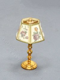 (image for) Miniature Brass and Floral Lamp for Dollhouses