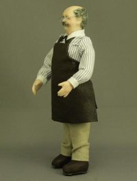 (image for) Man Shopkeeper Doll in Apron by Patsy Thomas