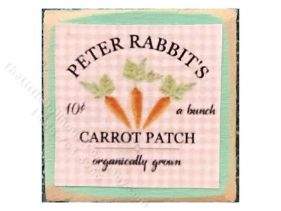(image for) Miniature "Peter Rabbit's Carrot Patch" Sign for Dollhouses