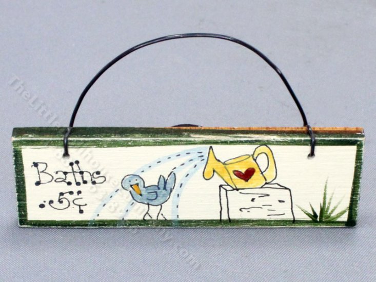 (image for) Miniature 'Baths 5 cents' Garden Sign for Dollhouses