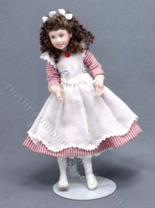 (image for) Porcelain Doll in Red Striped Dress by Pat Melvin