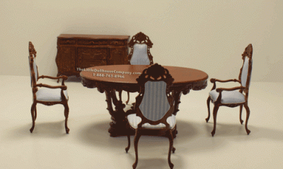 (image for) Dollhouse Miniature 6pc Walnut Dining Room Set