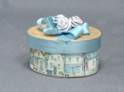 (image for) Miniature Vintage Wooden Hat Box for Dollhouses