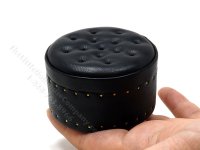 (image for) Miniature Tufted Leather Ottoman - Black